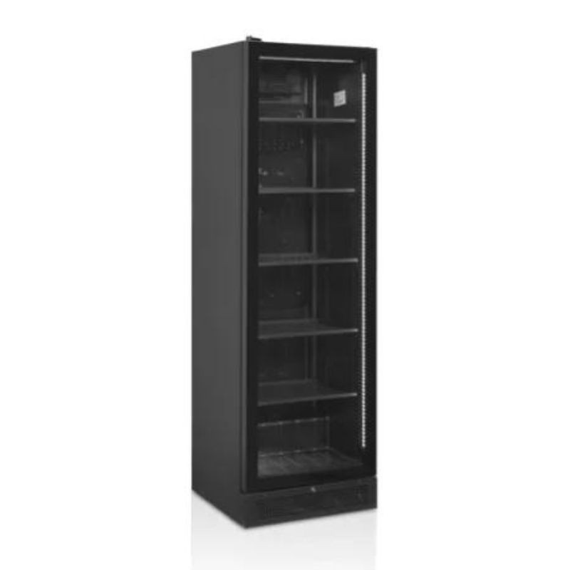 Schwarzer Kühlschrank - Glastür mit linkem Scharnier - 347L | TEFCOLD Schwarzer Kühlschrank - Glastür mit linkem Scharnier - 347L | TEFCOLD