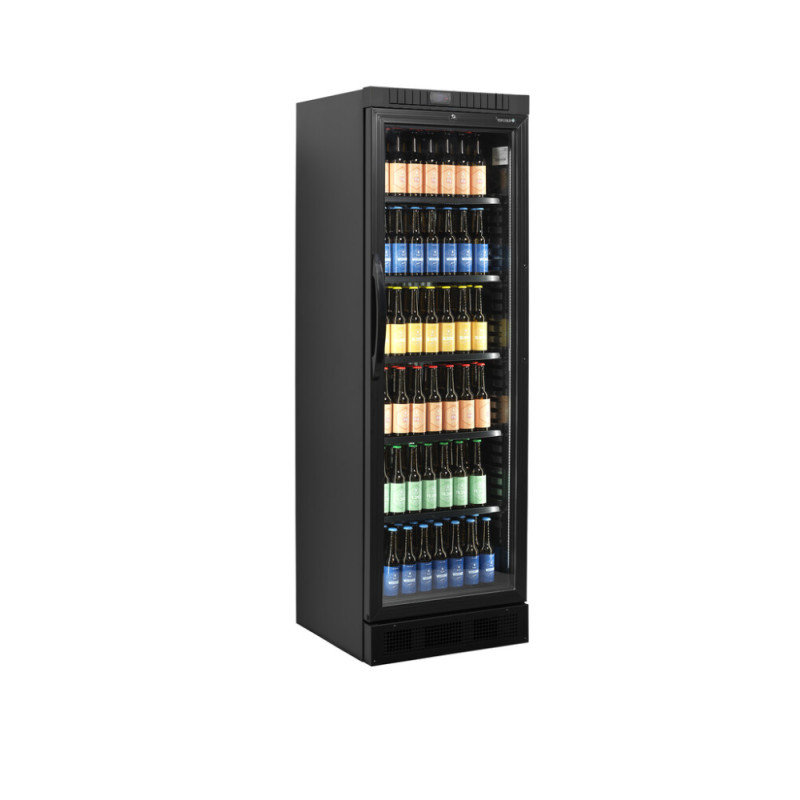Schwarzer Getränkekühlschrank - Glastür 347 L TEFCOLD: Optimale Präsentation & Eleganz ???? Schwarzer Getränkekühlschrank - Glastür 347 L TEFCOLD: Optimale Präsentation & Eleganz ????
