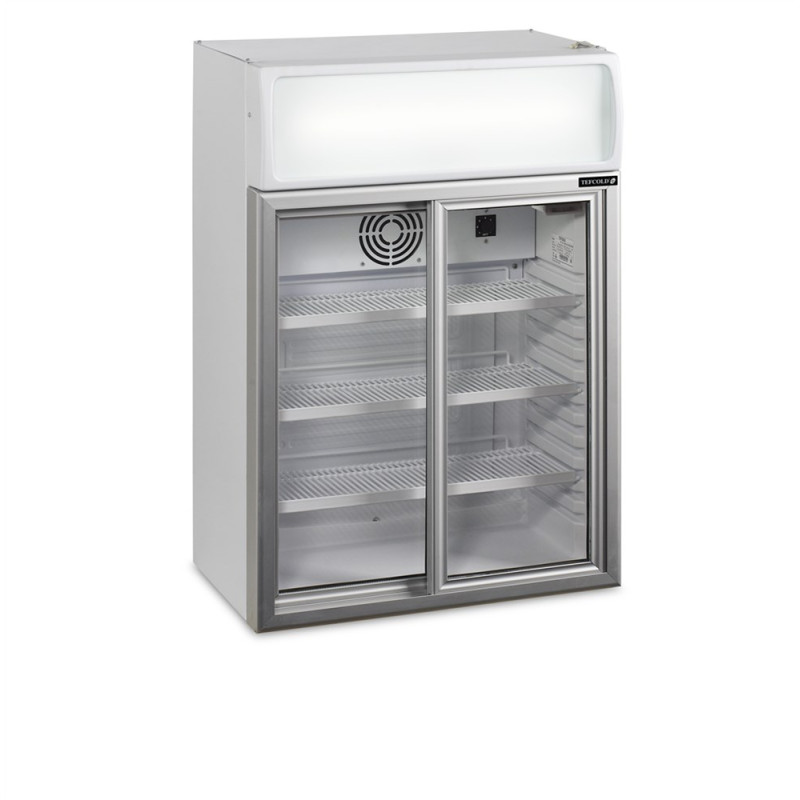 Mini-Kühlschrank TEFCOLD 60L mit Vordach und 2 Glastüren Mini-Kühlschrank TEFCOLD 60L mit Vordach und 2 Glastüren