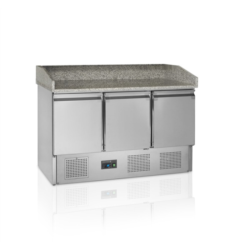 Edelstahl-Pizzatisch GN 1/1 - 3 Volltüren TEFCOLD PT1365 | Kühlung 400L, automatische Abtauung | Fourniresto Edelstahl-Pizzatisch GN 1/1 - 3 Volltüren TEFCOLD PT1365 | Kühlung 400L, automatische Abtauung | Fourniresto