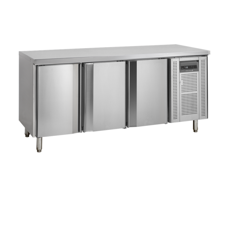 Negativer Kühltisch aus Edelstahl - 3 Türen - GN 1/1 TEFCOLD: optimale Konservierung frischer Produkte Negativer Kühltisch aus Edelstahl - 3 Türen - GN 1/1 TEFCOLD: optimale Konservierung frischer Produkte