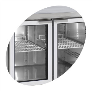 Positive Kühltisch aus Edelstahl - 2 Glastüren - GN 1/1 | TEFCOLD