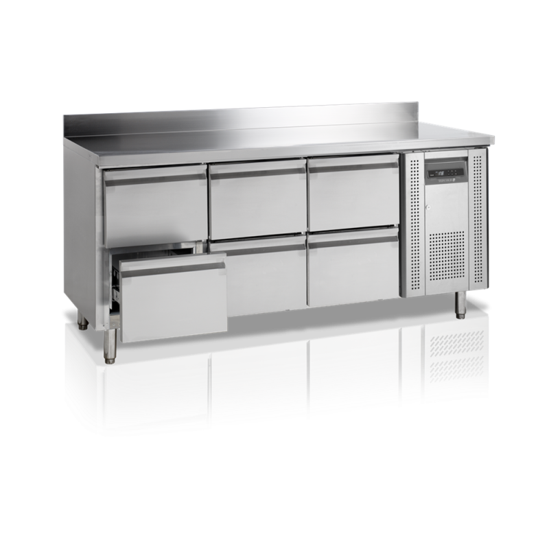 Positive Edelstahl-Kühltisch - 6 Schubladen GN 1/1 TEFCOLD - Praktisch und langlebig Positive Edelstahl-Kühltisch - 6 Schubladen GN 1/1 TEFCOLD - Praktisch und langlebig