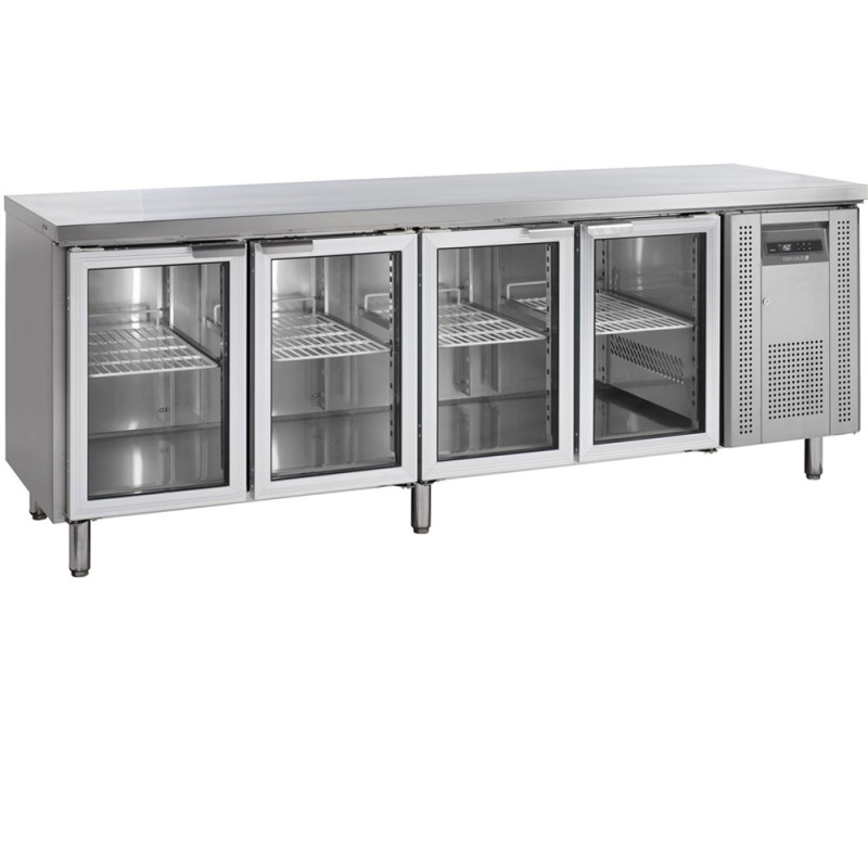 Tischkühlschrank Edelstahl - 4 Glastüren GN 1/1 - TEFCOLD CK7410G Tischkühlschrank Edelstahl - 4 Glastüren GN 1/1 - TEFCOLD CK7410G