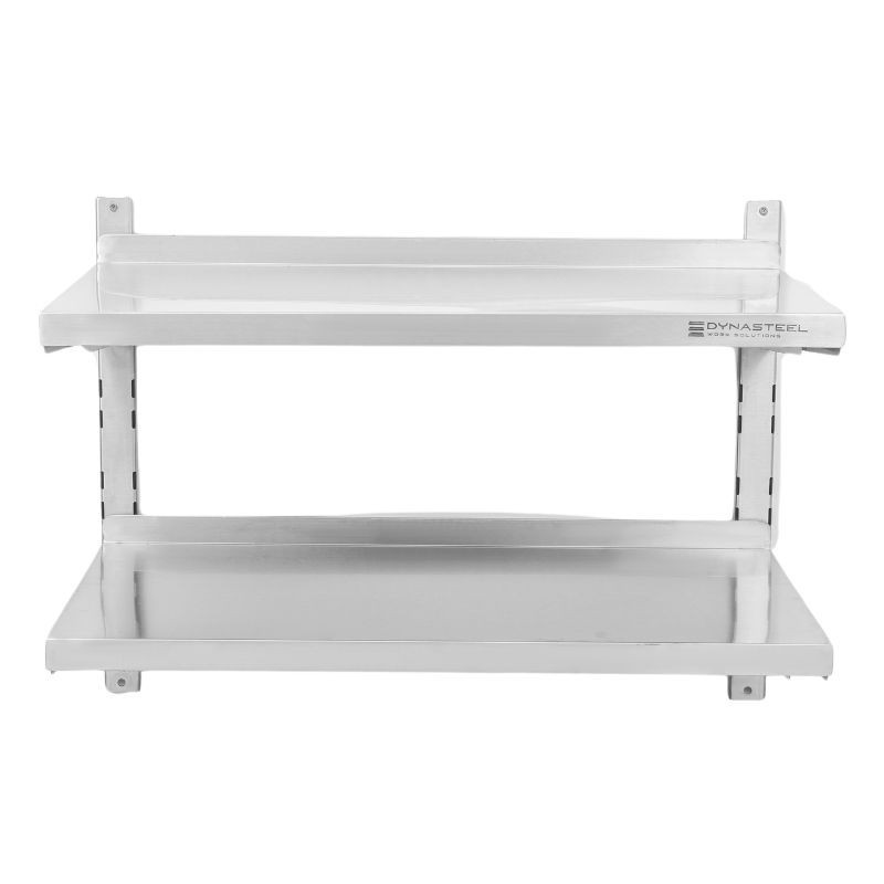 Wandregal aus Edelstahl auf Schienen 2 Ebenen - L 1200 x T 400 mm - Dynasteel Wandregal aus Edelstahl auf Schienen 2 Ebenen - L 1200 x T 400 mm - Dynasteel