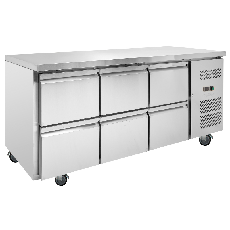 Positive Kühltisch - 6 Schubladen - Dynasteel Positive Kühltisch - 6 Schubladen - Dynasteel