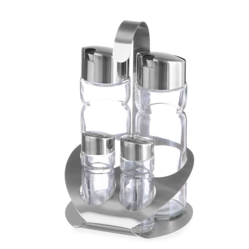 Besteckset 4-teilig - Öl, Essig, Pfeffer und Salz Besteckset 4-teilig - Öl, Essig, Pfeffer und Salz