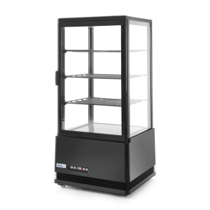 Kühlschrank mit schwarzer Vitrine und 4 verglasten Seiten - 78 Liter