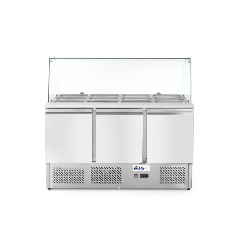 Saladette 3-türig mit gekühlter Glasvitrine 380L - Marke HENDI - Fourniresto Saladette 3-türig mit gekühlter Glasvitrine 380L - Marke HENDI - Fourniresto
