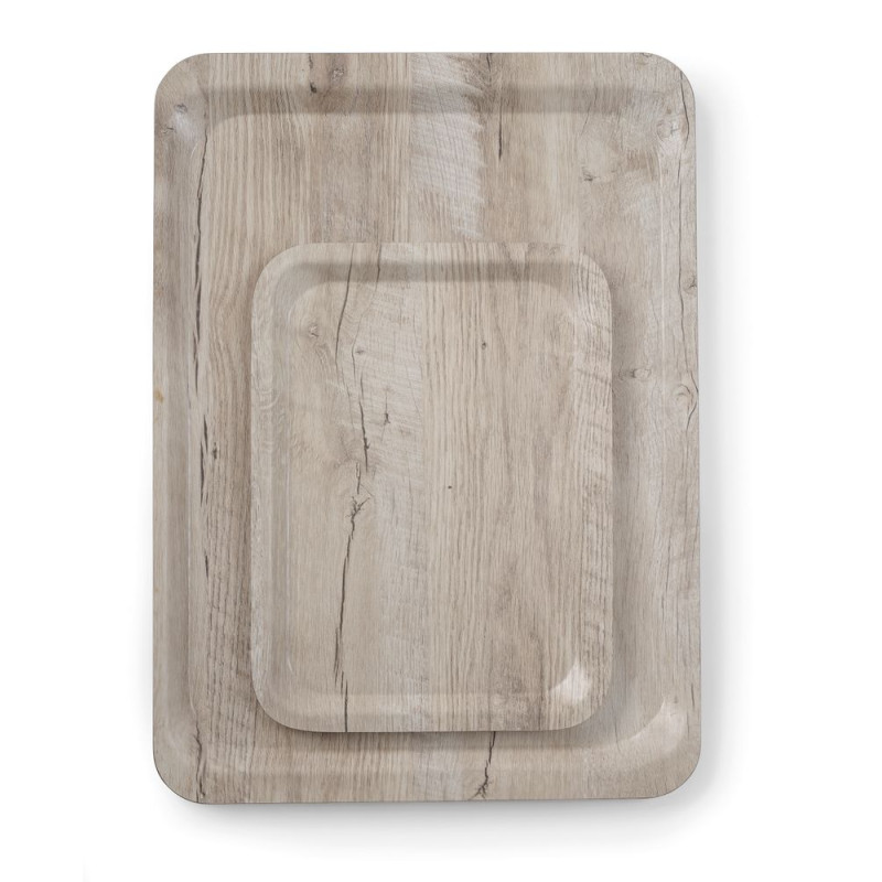Serviertablett aus Melamin mit hellem Holzmuster - 350 x 240 mm Serviertablett aus Melamin mit hellem Holzmuster - 350 x 240 mm