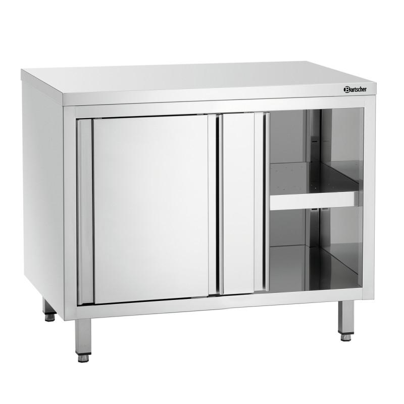 Möbel aus Edelstahl mit Schiebetüren und Regal - L 1000 mm Möbel aus Edelstahl mit Schiebetüren und Regal - L 1000 mm