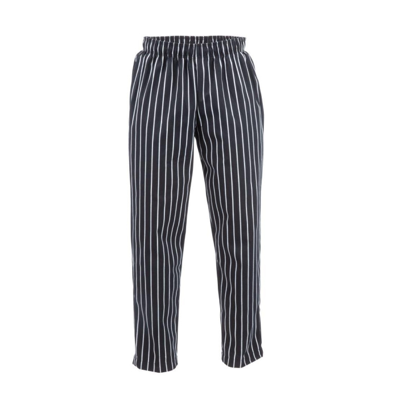 Kochhose Unisex Baggy Gestreift Schwarz Und Weiß - Größe XL - Chef Works - Fourniresto Kochhose Unisex Baggy Gestreift Schwarz Und Weiß - Größe XL - Chef Works - Fourniresto