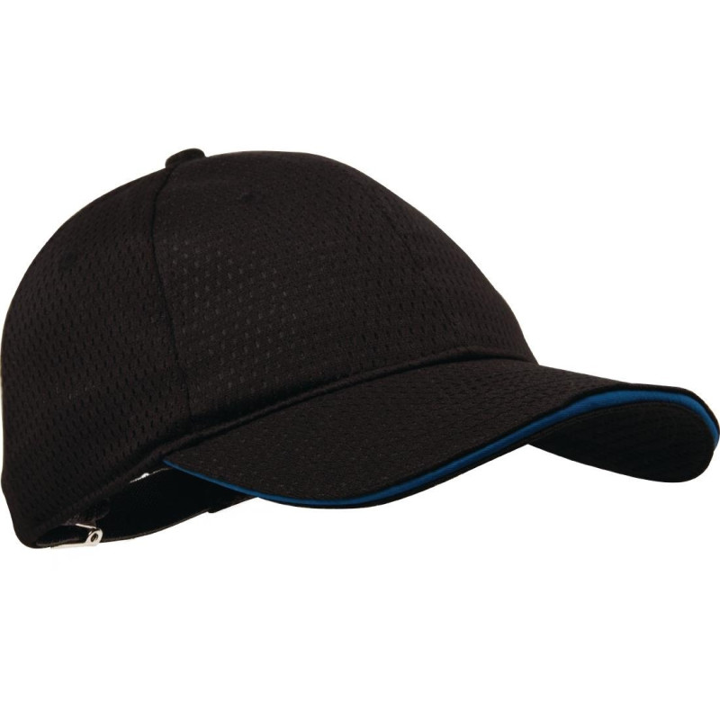Casquette Baseball Cool Vent Noire Avec Liseré Bleu En Polycoton - Taille Unique - Chef Works - Fourniresto Casquette Baseball Cool Vent Noire Avec Liseré Bleu En Polycoton - Taille Unique - Chef Works - Fourniresto