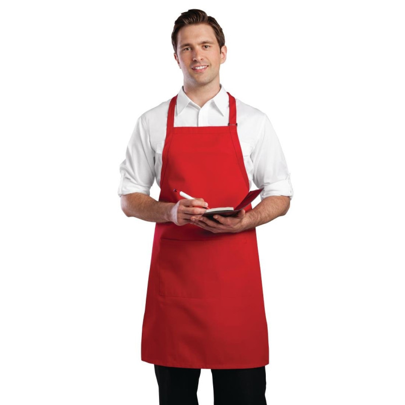 Latzschürze mit verstellbarem Nackenband und Doppeltasche Rot 610 x 860 mm - Chef Works - Fourniresto Latzschürze mit verstellbarem Nackenband und Doppeltasche Rot 610 x 860 mm - Chef Works - Fourniresto