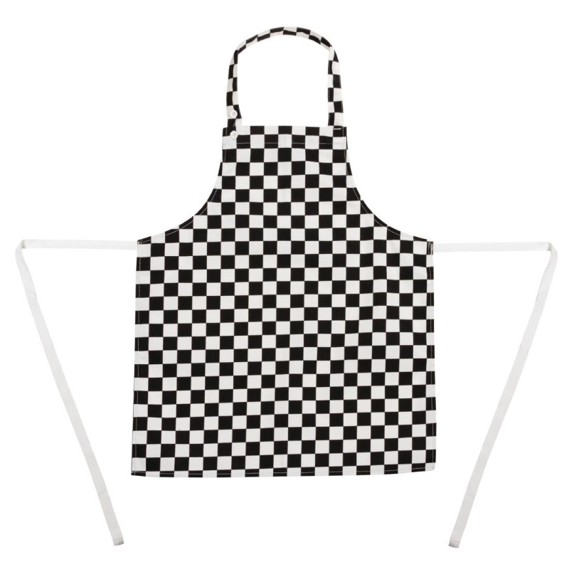 Latzschürze mit schwarz-weißem Karomuster für Kinder - Whites Chefs Clothing - Fourniresto Latzschürze mit schwarz-weißem Karomuster für Kinder - Whites Chefs Clothing - Fourniresto