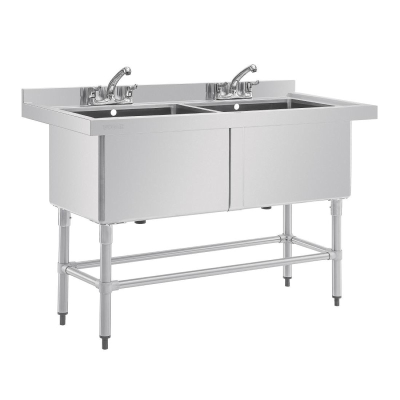 Doppelwaschbecken mit hoher Rückwand 2 x 100 l 1410 x 600 mm - Vogue - Fourniresto Doppelwaschbecken mit hoher Rückwand 2 x 100 l 1410 x 600 mm - Vogue - Fourniresto