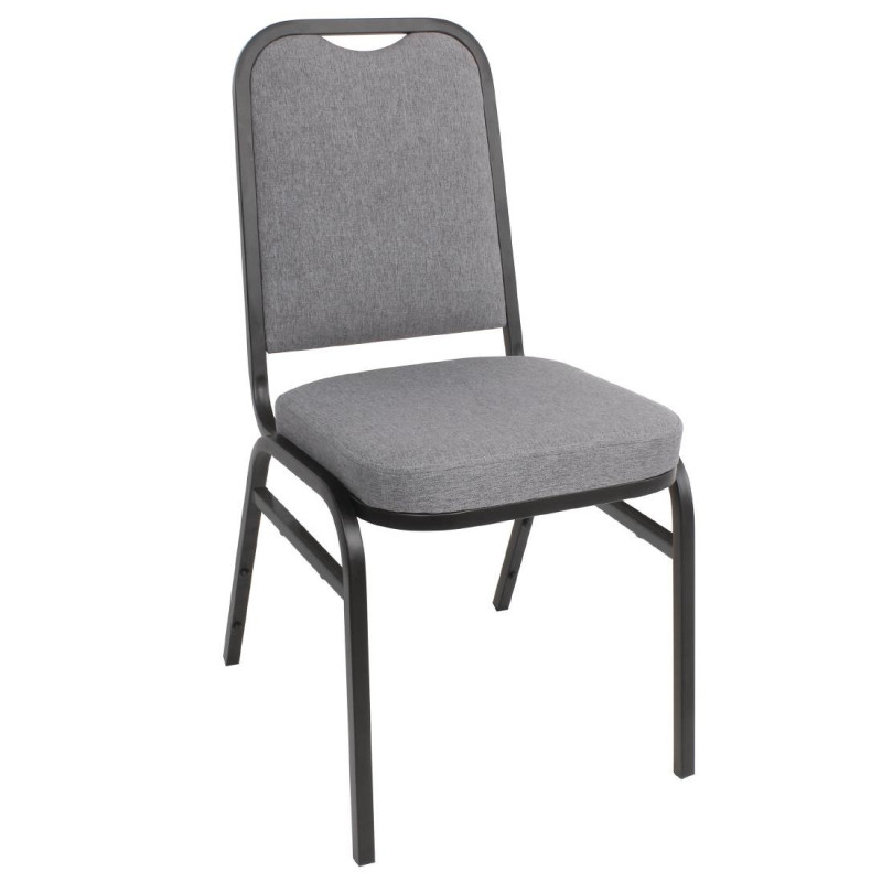 Bankettstuhl mit quadratischer Rückenlehne und grauem Stoff - 4er-Pack - Bolero - Fourniresto Bankettstuhl mit quadratischer Rückenlehne und grauem Stoff - 4er-Pack - Bolero - Fourniresto