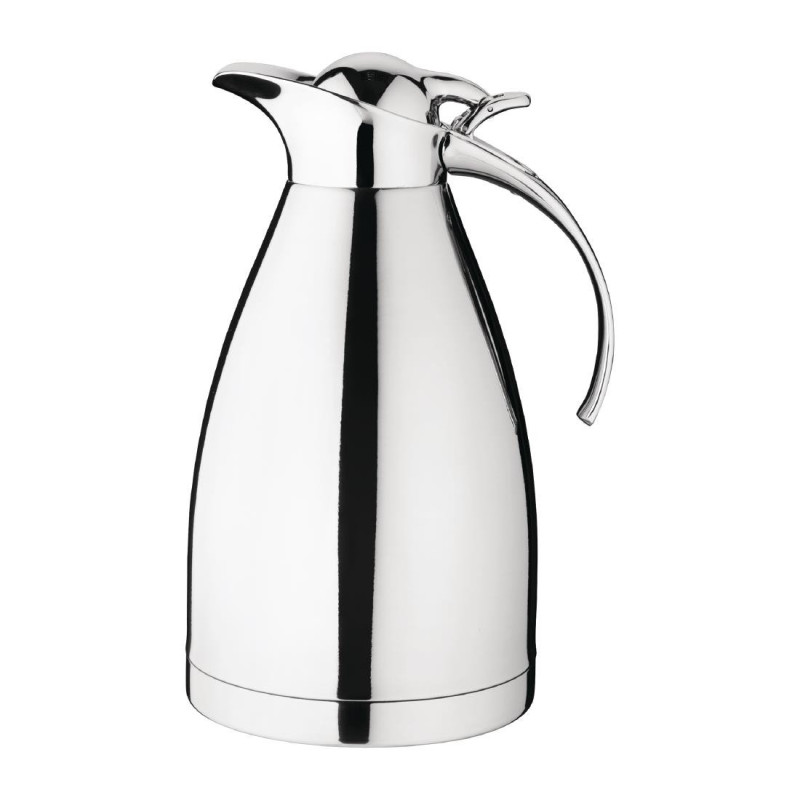 Isolierkanne aus Edelstahl mit Scharnierdeckel 1,5L - Olympia Isolierkanne aus Edelstahl mit Scharnierdeckel 1,5L - Olympia