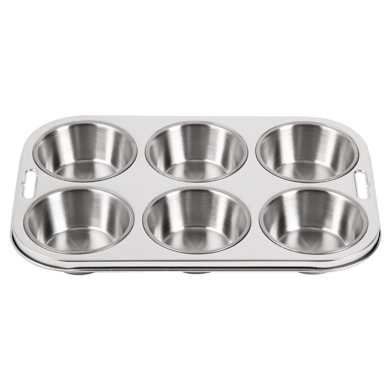 Sechs tiefe Muffinformen aus Edelstahl - Vogue Sechs tiefe Muffinformen aus Edelstahl - Vogue