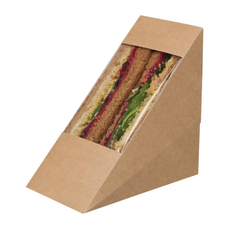 Kompostierbare Kraft-Sandwichboxen mit Zest-Acetatfenster - Packung mit 500 Stück - Colpac Kompostierbare Kraft-Sandwichboxen mit Zest-Acetatfenster - Packung mit 500 Stück - Colpac