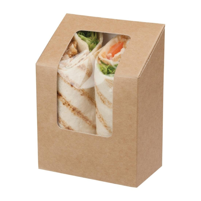 Kraft-Kompostierbare Tortilla-Boxen mit Acetatfenster Zest - Packung mit 500 - Colpac Kraft-Kompostierbare Tortilla-Boxen mit Acetatfenster Zest - Packung mit 500 - Colpac