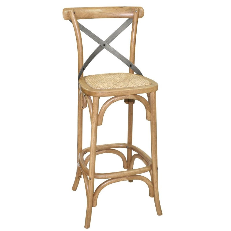 Barhocker aus Holz mit gekreuzter Rückenlehne - Metall - Bolero - Fourniresto Barhocker aus Holz mit gekreuzter Rückenlehne - Metall - Bolero - Fourniresto