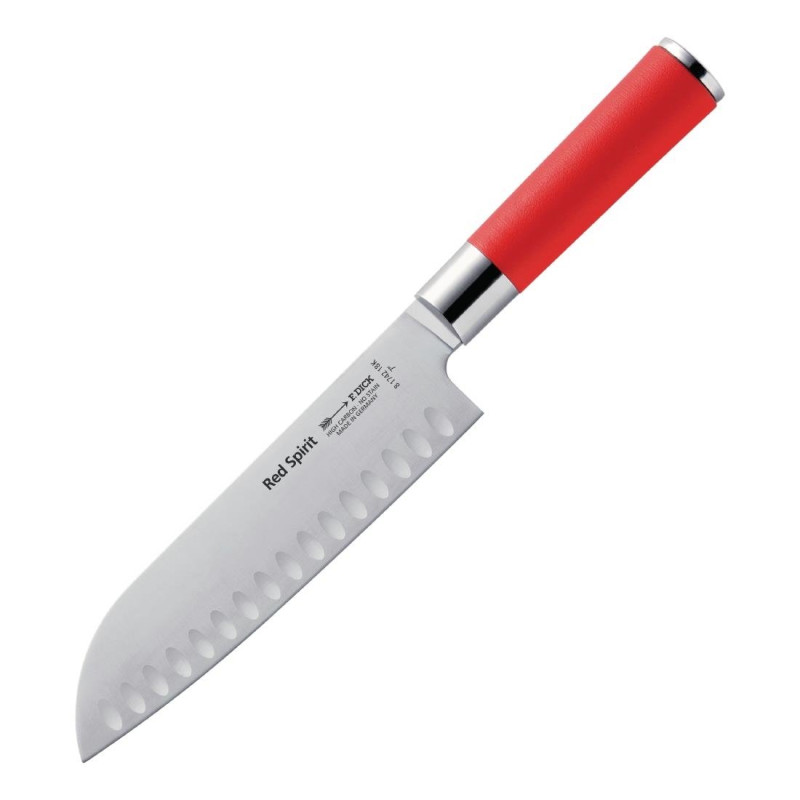 Messer Santoku mit Kullen Red Spirit - 180mm - Dick Messer Santoku mit Kullen Red Spirit - 180mm - Dick