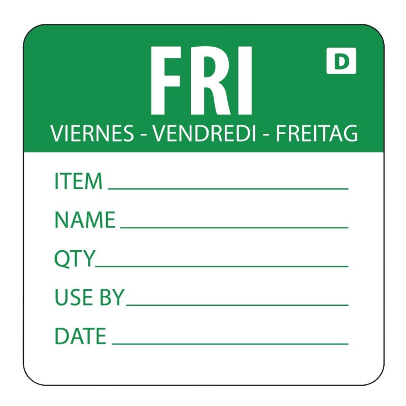 Lösliche Etiketten Wochentag "Freitag" - Rolle mit 250 Stück - Vogue Lösliche Etiketten Wochentag "Freitag" - Rolle mit 250 Stück - Vogue