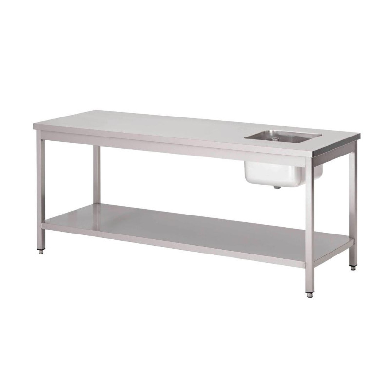 Tisch des Chefs aus Edelstahl mit unterem Regal - L 1600 x T 700mm - Gastro M - Fourniresto Tisch des Chefs aus Edelstahl mit unterem Regal - L 1600 x T 700mm - Gastro M - Fourniresto