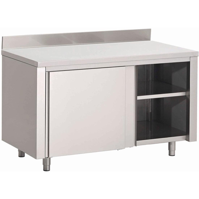 Edelstahlmöbel mit Schiebetüren und Rückwand - B 1000 x T 700mm - Gastro M Edelstahlmöbel mit Schiebetüren und Rückwand - B 1000 x T 700mm - Gastro M