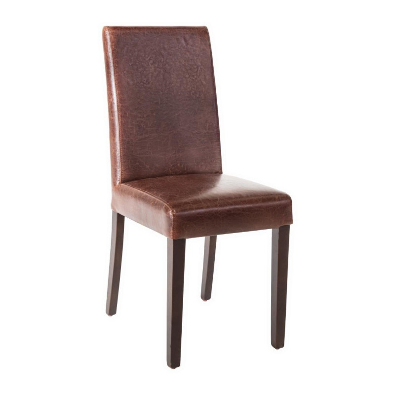 Chaise dossier haut en simili cuir marron foncé patiné - Lot de 2 - Bolero - Fourniresto Chaise dossier haut en simili cuir marron foncé patiné - Lot de 2 - Bolero - Fourniresto