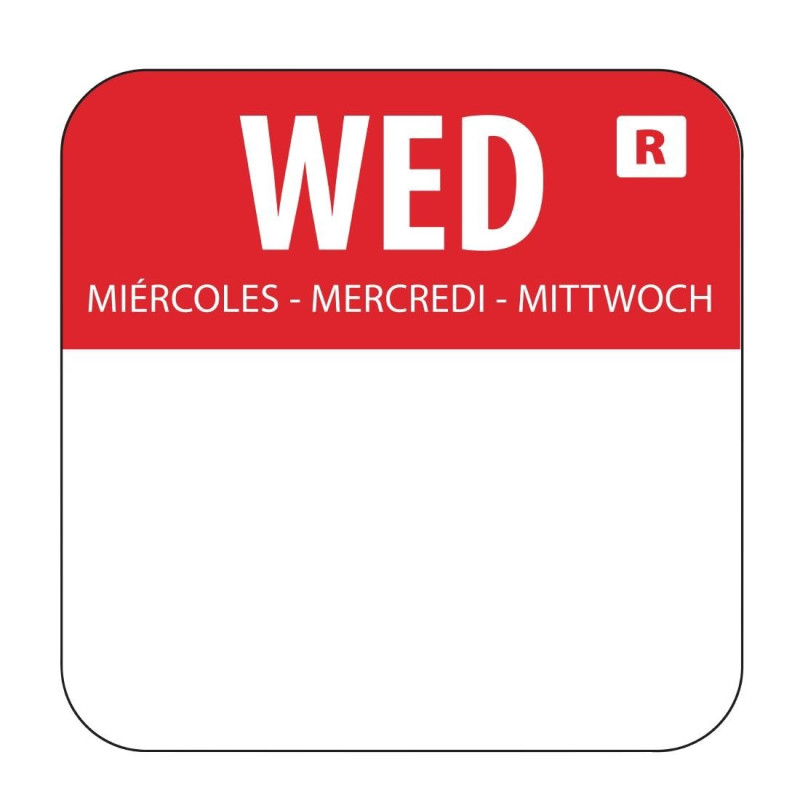 Rote Lebensmitteletiketten "Mittwoch" - Packung mit 1000 - Vogue - Fourniresto Rote Lebensmitteletiketten "Mittwoch" - Packung mit 1000 - Vogue - Fourniresto
