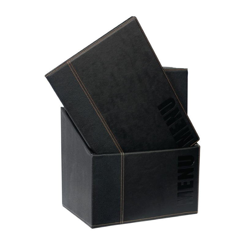 Speisekartenhalter A4 in Schwarz mit Aufbewahrungsbox - Set aus 20 Stück - Securit - Fourniresto Speisekartenhalter A4 in Schwarz mit Aufbewahrungsbox - Set aus 20 Stück - Securit - Fourniresto