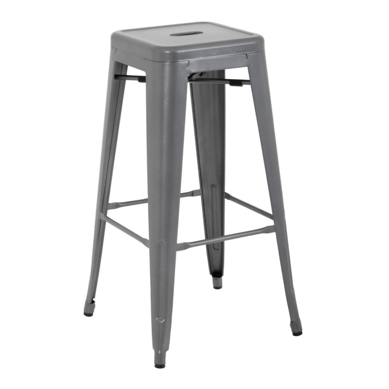 Hohe Hocker aus verzinktem Stahl in Metallic-Grau - 4er-Set - Bolero Hohe Hocker aus verzinktem Stahl in Metallic-Grau - 4er-Set - Bolero