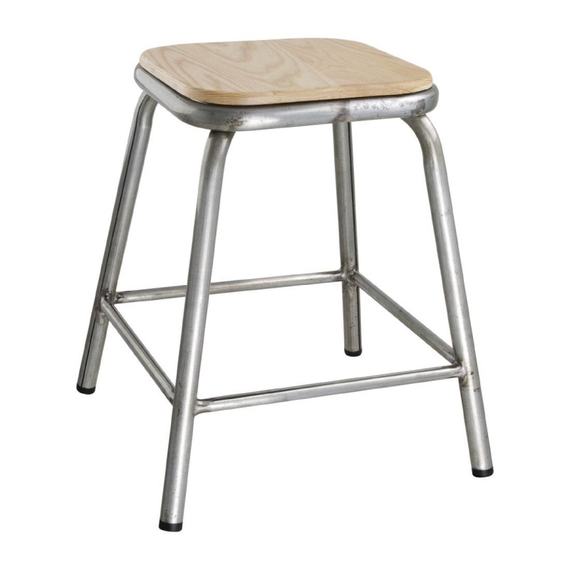 Hocker aus verzinktem Stahl mit Holzsitz Cantina - 4er-Set - Bolero Hocker aus verzinktem Stahl mit Holzsitz Cantina - 4er-Set - Bolero