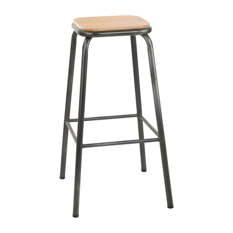 Hochstuhl in metallischem Grau mit Holzsitz - 4er-Pack - Bolero Hochstuhl in metallischem Grau mit Holzsitz - 4er-Pack - Bolero