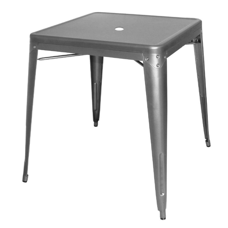 Quadratischer Tisch aus metallisiertem grauem Stahl - L 668 x T 668 mm - Bolero Quadratischer Tisch aus metallisiertem grauem Stahl - L 668 x T 668 mm - Bolero