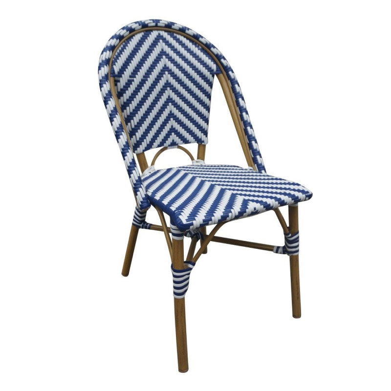 Stuhl im Pariser Stil aus blauem Rattan - Set mit 2 Stück - Bolero Stuhl im Pariser Stil aus blauem Rattan - Set mit 2 Stück - Bolero