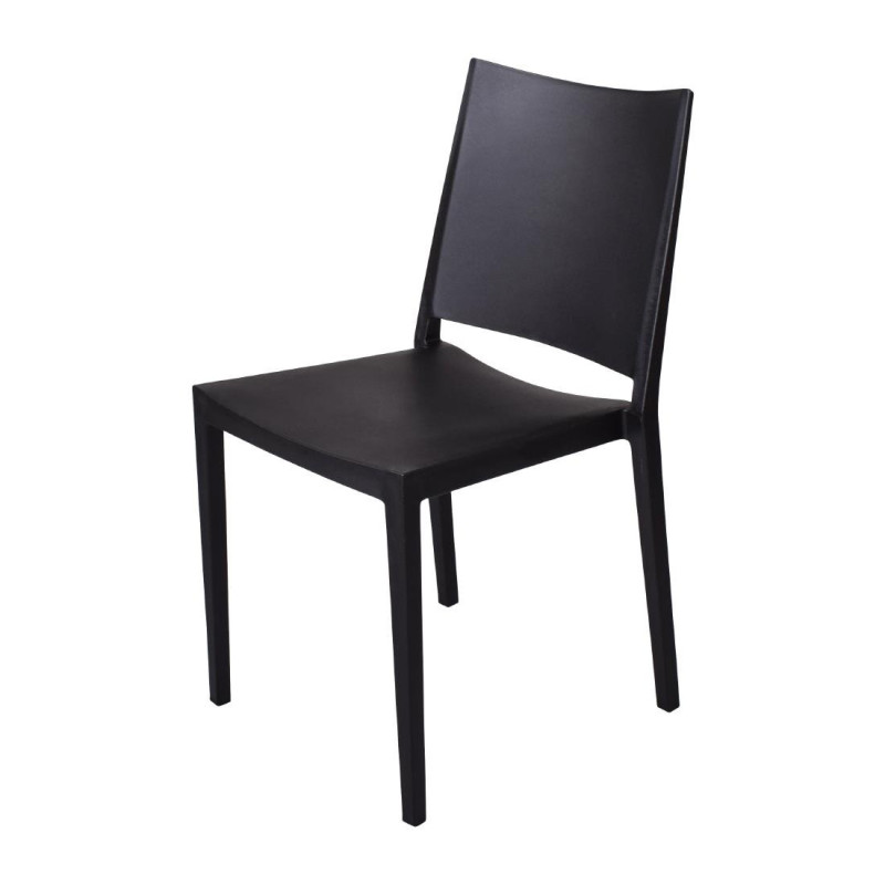 Stackable Black PP Chairs - Comfortable set of 4 Stackable Black PP Chairs - Comfortable set of 4