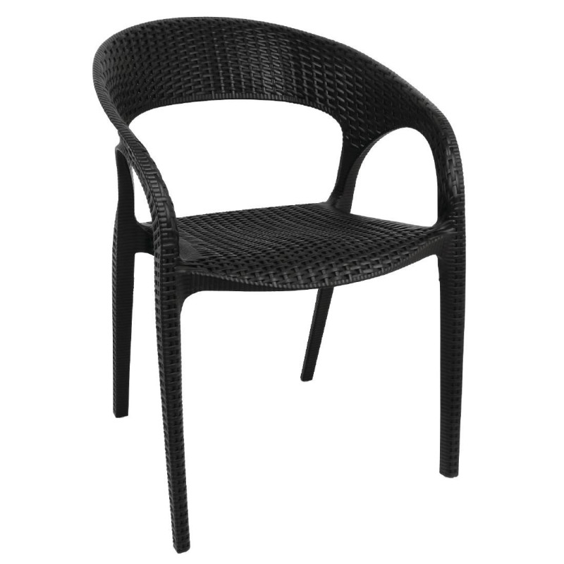 Sessel aus schwarzem PP-Rattan - Set mit 4 Stück Bolero Gastronomie und Hotellerie Sessel aus schwarzem PP-Rattan - Set mit 4 Stück Bolero Gastronomie und Hotellerie