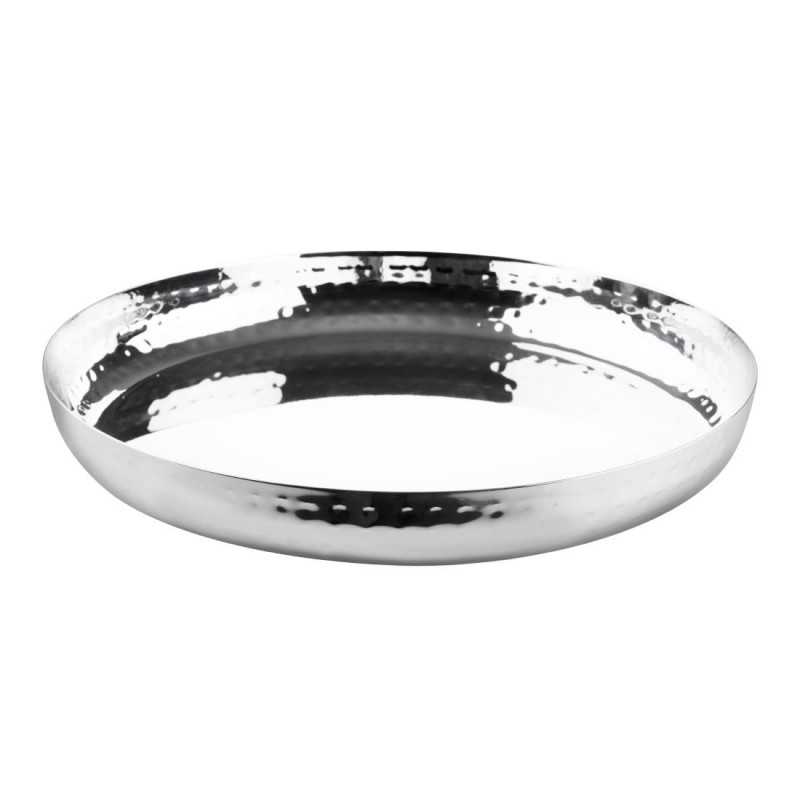 Runde Platte aus gehämmertem Edelstahl - 260 x 35 mm - Olympia Runde Platte aus gehämmertem Edelstahl - 260 x 35 mm - Olympia