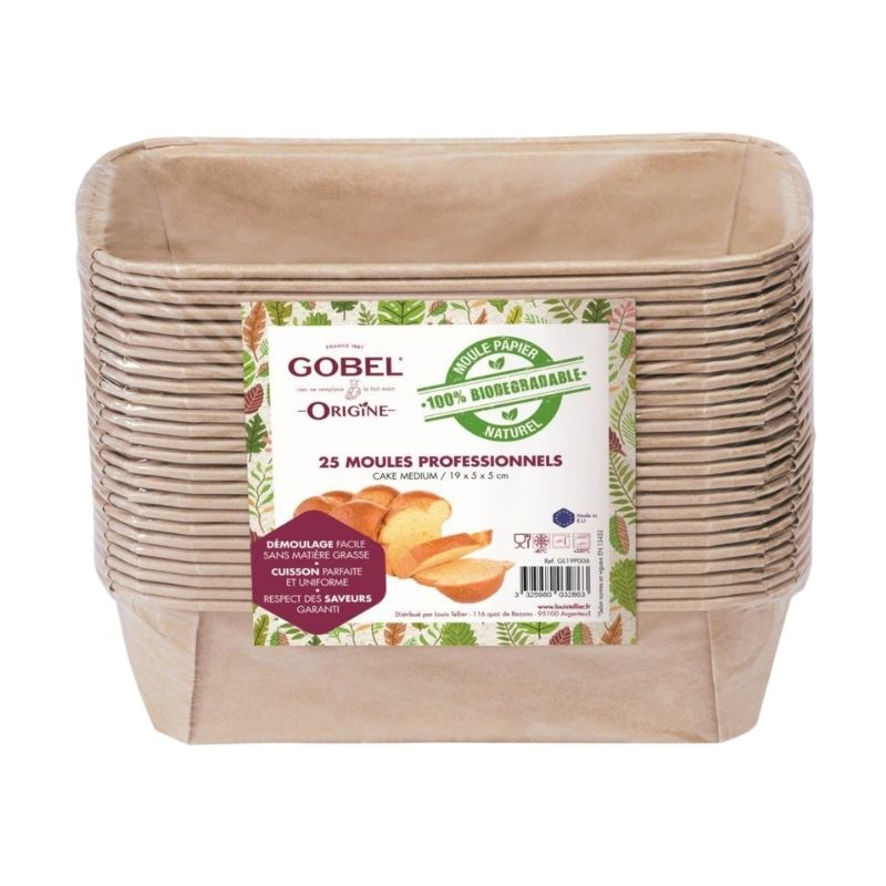 Einweg-Papierbackformen für mittelgroße Kuchen - 19 x 5 x 5 cm - Packung mit 25 Einweg-Papierbackformen für mittelgroße Kuchen - 19 x 5 x 5 cm - Packung mit 25