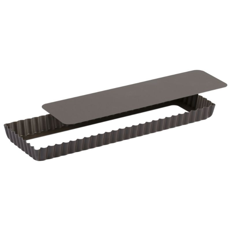 Moule à Tarte Rectangulaire Cannelé à Fond Mobile - 350 x 110 mm - TELLIER Moule à Tarte Rectangulaire Cannelé à Fond Mobile - 350 x 110 mm - TELLIER