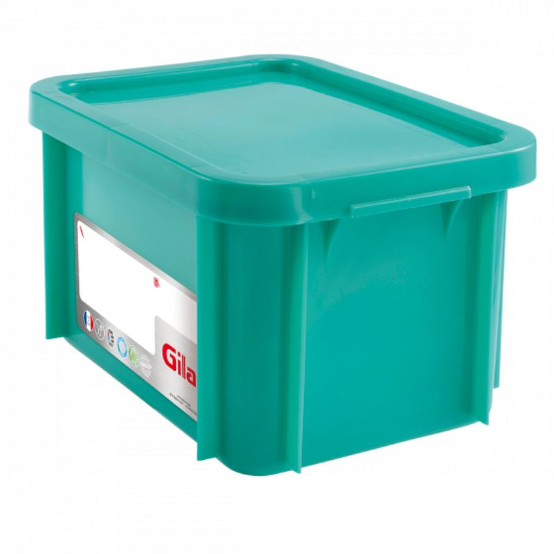 Rechteckiges Becken 15 L mit grünem Deckel HACCP - GILAC Rechteckiges Becken 15 L mit grünem Deckel HACCP - GILAC