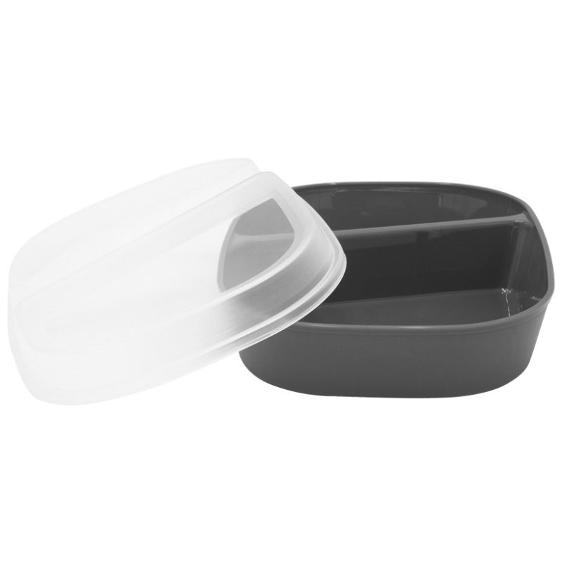 Wiederverwendbare graue Schale mit 2 Fächern aus PP - 990 ml - Set von 24 Wiederverwendbare graue Schale mit 2 Fächern aus PP - 990 ml - Set von 24