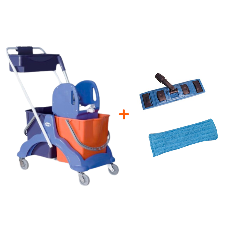 Eimerwagen mit Gestell und Mopp - 2 x 15 L | Azurdi Eimerwagen mit Gestell und Mopp - 2 x 15 L | Azurdi